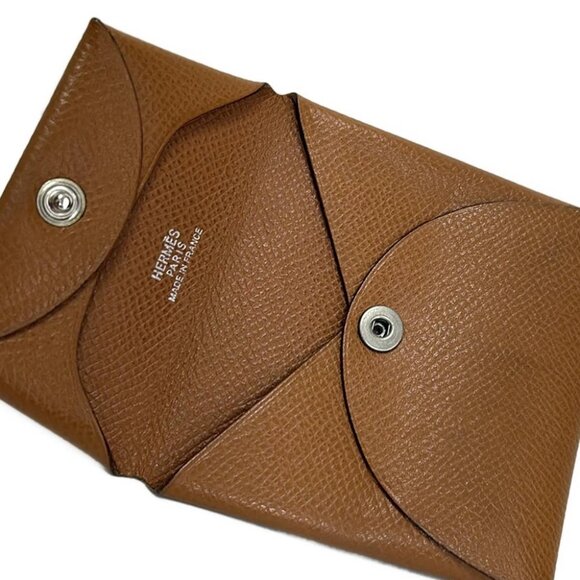 Auth HERMES Bastia - Gold Veau Epsom Square I Coin Case - Picture 3 of 4